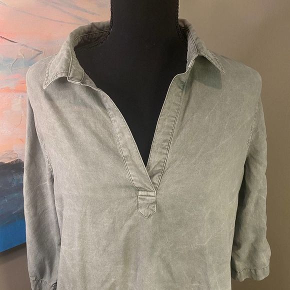 Anthropologie, Cloth & Stone: Light Denim Button Tencel Collared Dress, Medium - Picture 2 of 8